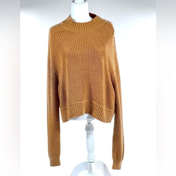 Aeropostale mustard gold fall cable knit sweater L - Picture 1 of 7